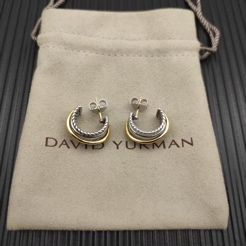 David ✨Yurman Two-Tone Crescent Stud Earrings — Silver & Gold